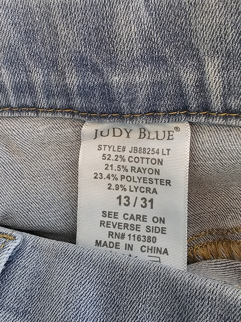Judy Blue Mid Rise Skinny Fit Pull On Jeans Womens 13/31 Light Wash Stretch - Picture 8 of 10